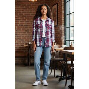 Rails Carmen Red/Blue/White Plaid Button-Up Shirt Womens M Lightweight  Long-Sle